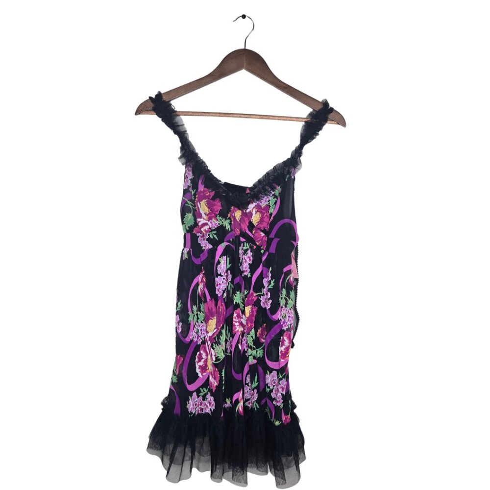 Betsey Johnson 2 Piece Floral Slip on Babydoll Lingerie